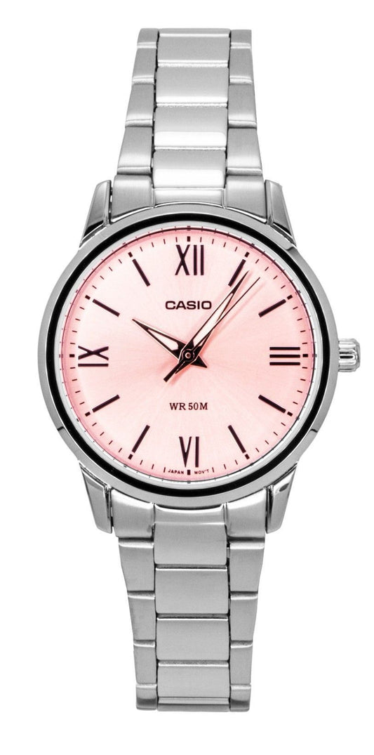 Casio Analog Stainless Steel Pink Dial Quartz LTP-1303DD-4AV Women's Watch