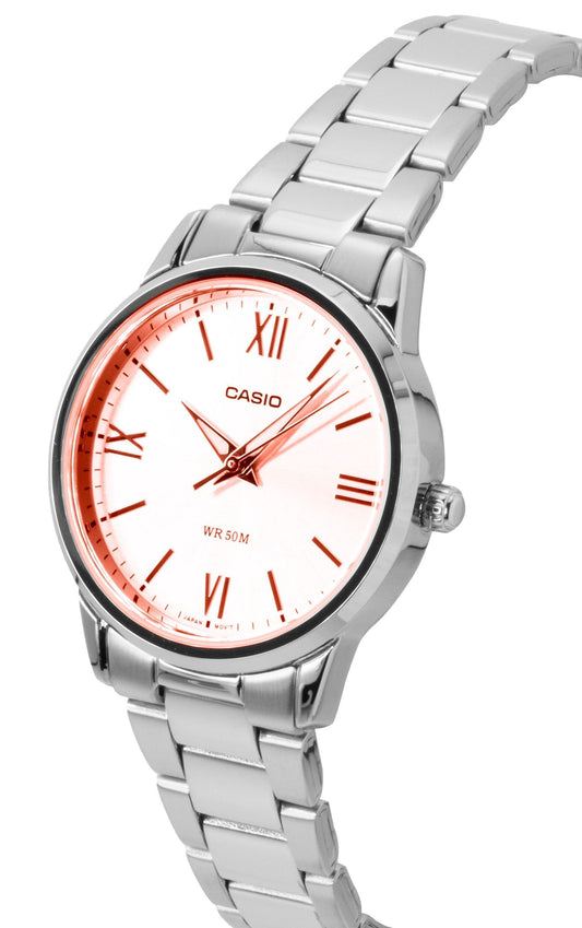 Casio Analog Stainless Steel Pink Dial Quartz LTP-1303DD-4AV Women's Watch