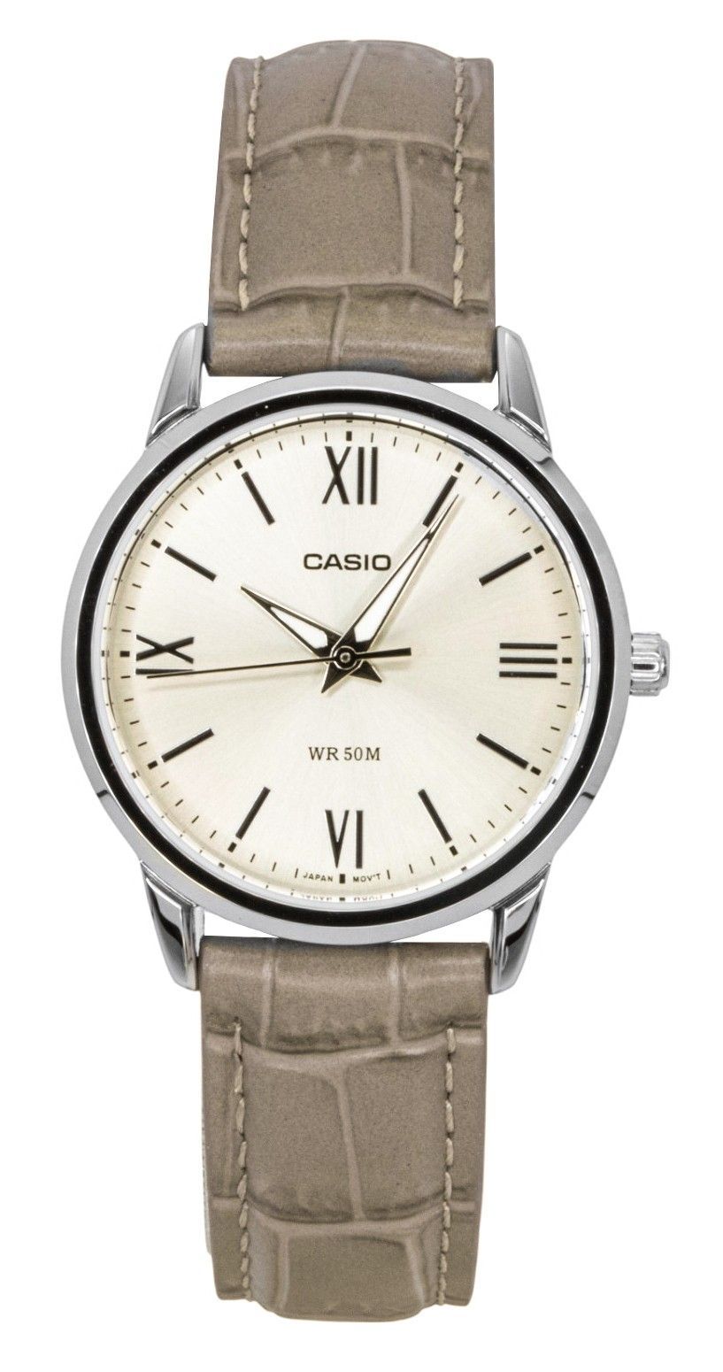Casio Analog Leather Strap Gold Dial Quartz LTP-1303LL-7AV Women's Watch