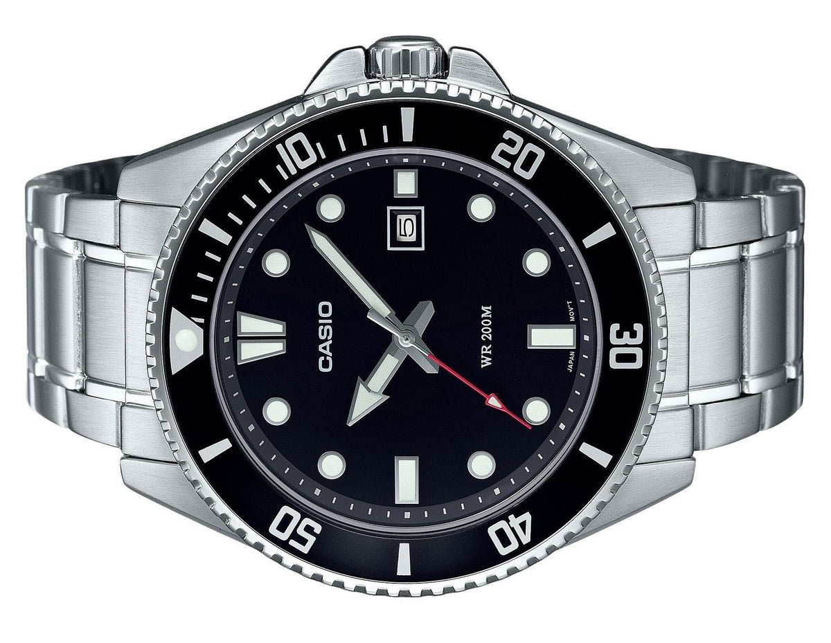Casio Standard Analog Stainless Steel Black Dial Quartz MDV-107D-1A1 200M Men's Watch