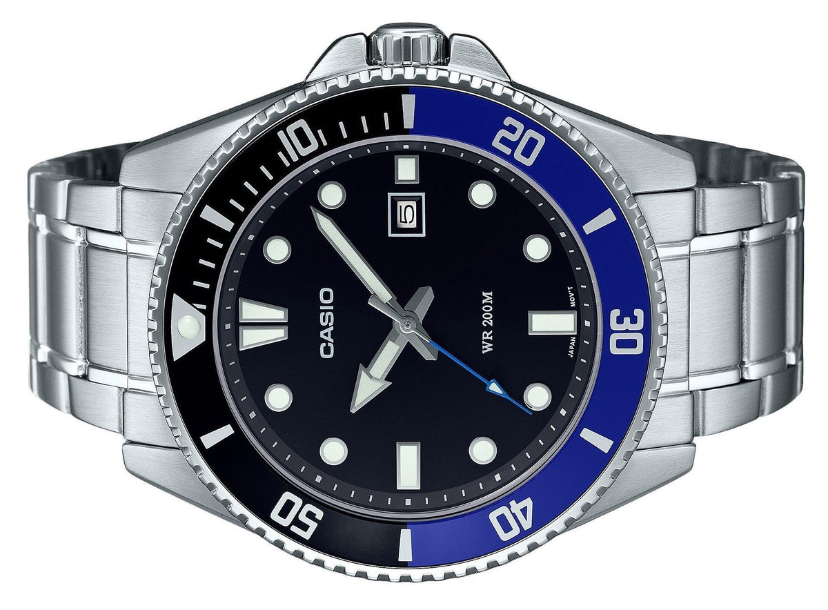 Casio Standard Analog Stainless Steel Black Dial Quartz MDV-107D-1A2 200M Men's Watch