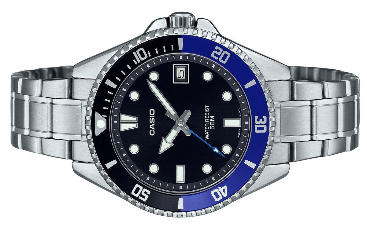 Casio Standard Analog Stainless Steel Black Dial Quartz MDV-10D-1A2 Men's Watch