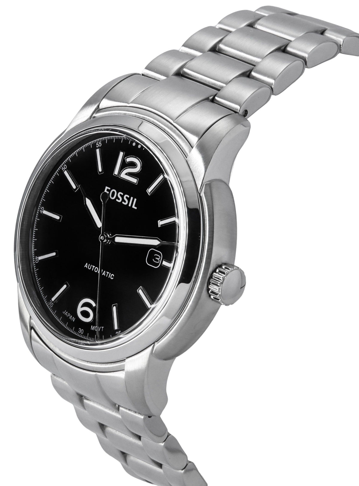 Fossil Heritage Stainless Steel Black Dial Automatic ME3223 Unisex Watch