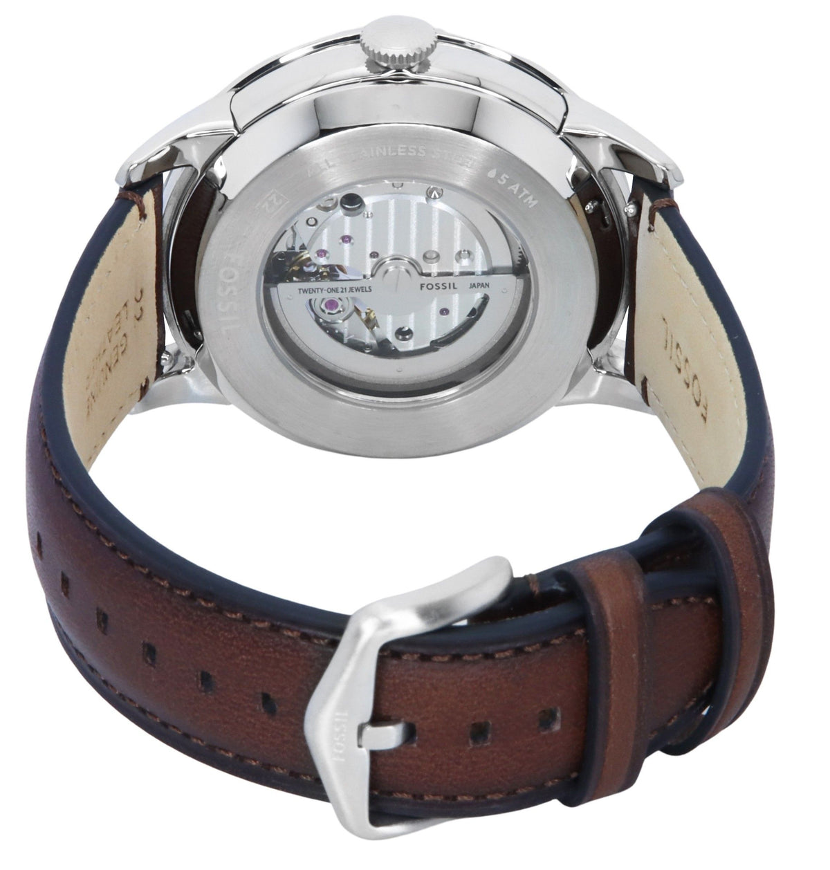 Fossil Townsman Leather Strap Open Heart Cream Dial Automatic ME3266 Men's Watch