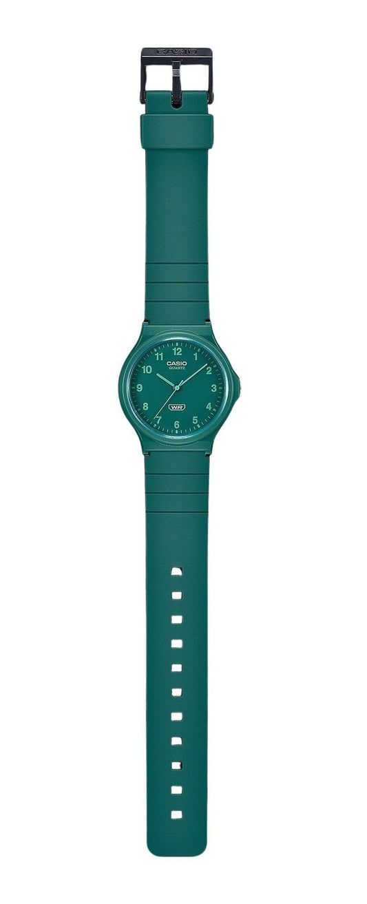 Casio POP Analog Bio Based Resin Strap Green Dial Quartz MQ-24B-3B Unisex Watch
