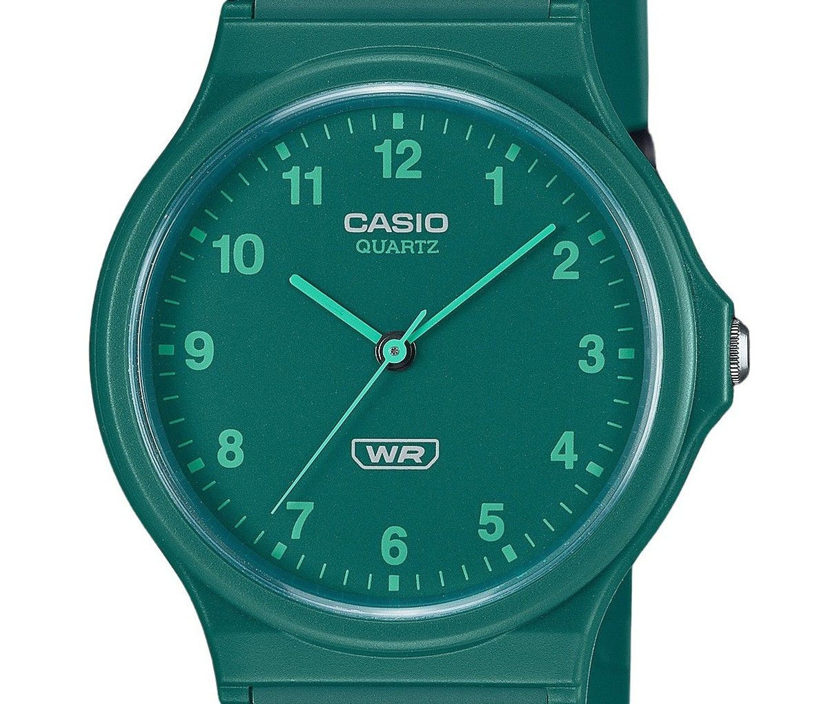 Casio POP Analog Bio Based Resin Strap Green Dial Quartz MQ-24B-3B Unisex Watch