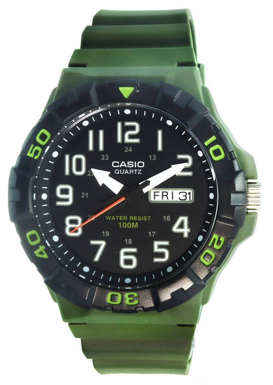 Refurbished Casio Analog Army Green Resin Band Quartz MRW-210H-3A MRW210H-3 100M Men's Watch