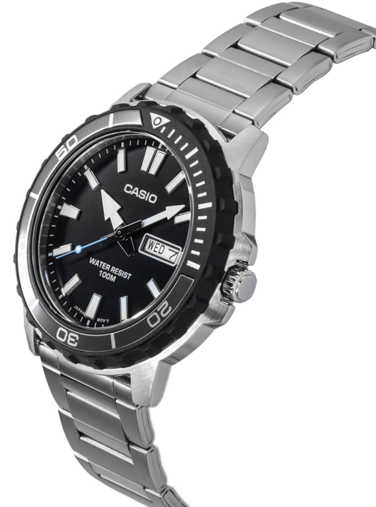 Casio Standard Analog Stainless Steel Black Dial Quartz MTD-125D-1A3V 100M Men's Watch