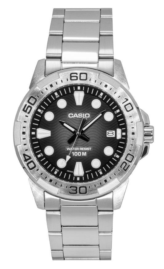 Casio Standard Analog Stainless Steel Black Dial Quartz MTD-140D-1AV 100M Men's Watch