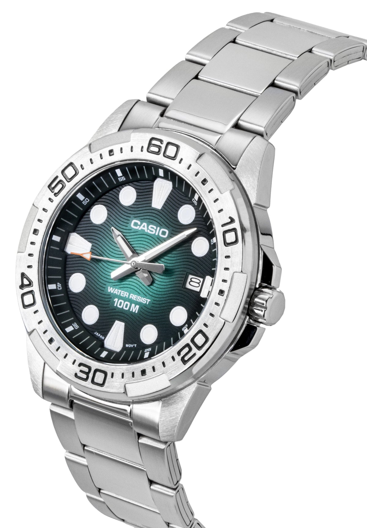Casio Standard Analog Stainless Steel Green Dial Quartz MTD-140D-3AV 100M Men's Watch