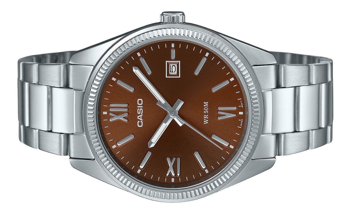 Casio Standard Analog Ion Plated Stainless Steel Brown Dial Quartz MTP-1302DD-5AV Men's Watch