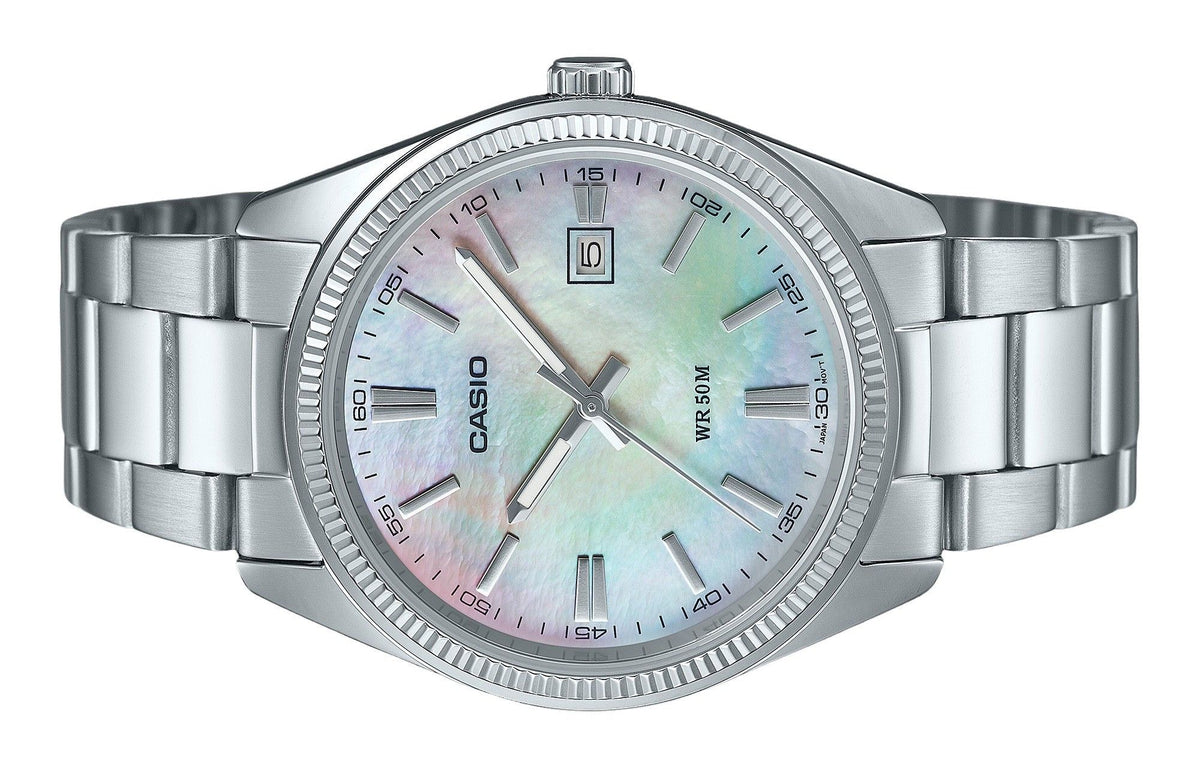 Casio Standard Analog Ion Plated Stainless Steel Mother Of Pearl Quartz MTP-1302DS-7AV Men's Watch