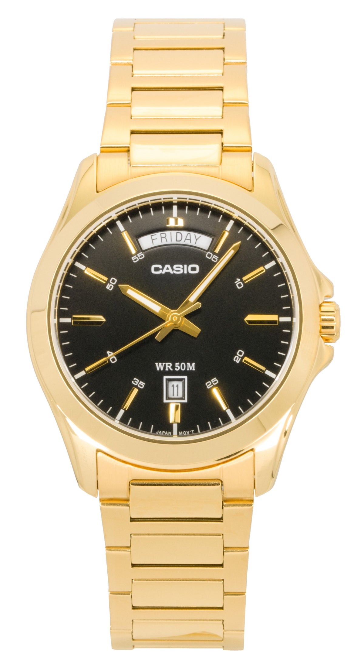 Casio Standard Analog Gold Tone Stainless Steel Black Dial Quartz MTP-1370G-1AV Men's Watch