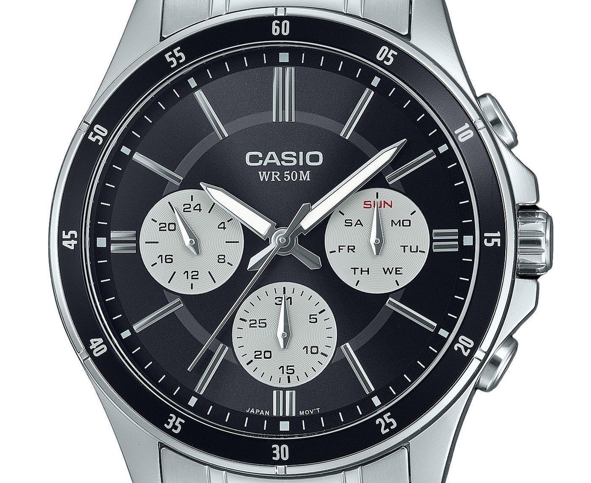 Casio Standard Analog Ion Plated Stainless Steel Black Dial Quartz MTP-1374D-1A3V Men's Watch