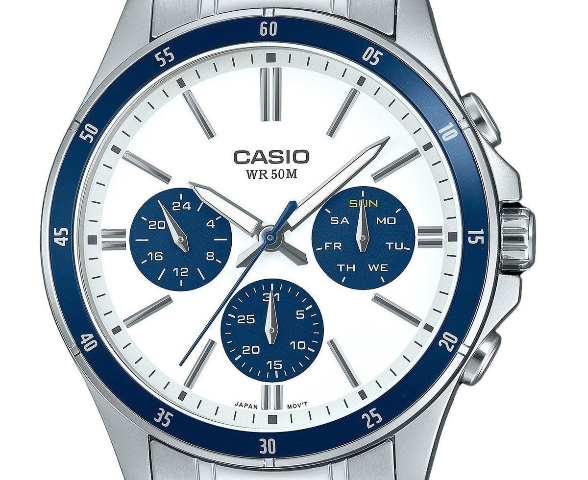 Casio Standard Analog Ion Plated Stainless Steel White Dial Quartz MTP-1374D-7A2V Men's Watch