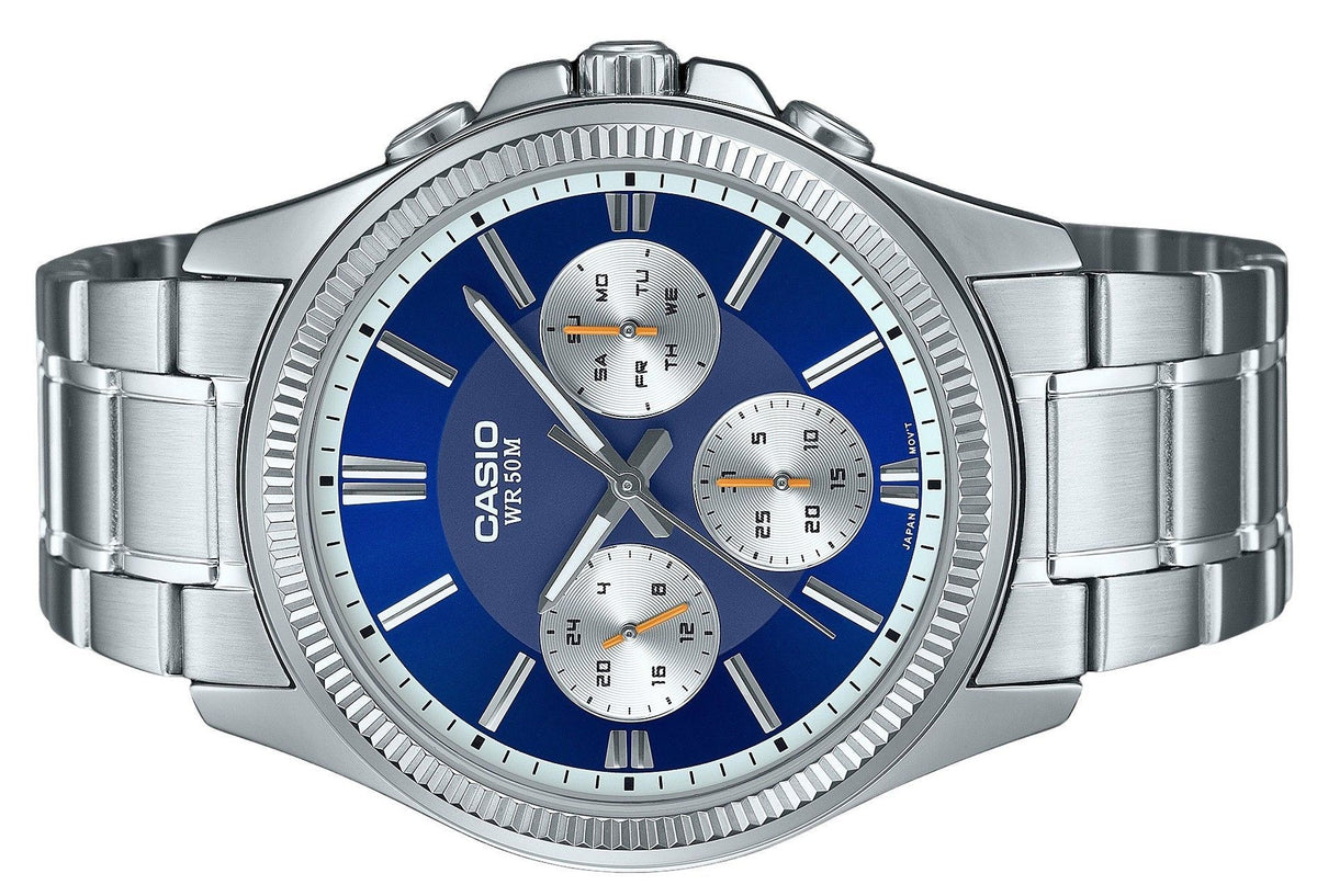 Casio Enticer Analog Stainless Steel Blue Dial Quartz MTP-1375D-2A1 Men's Watch