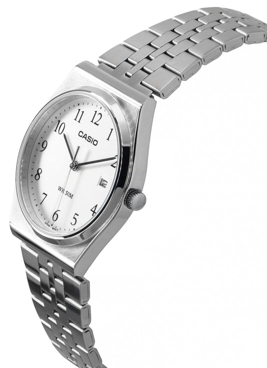 Casio Standard Analog Stainless Steel White Dial Quartz MTP-B145D-7B Men's Watch