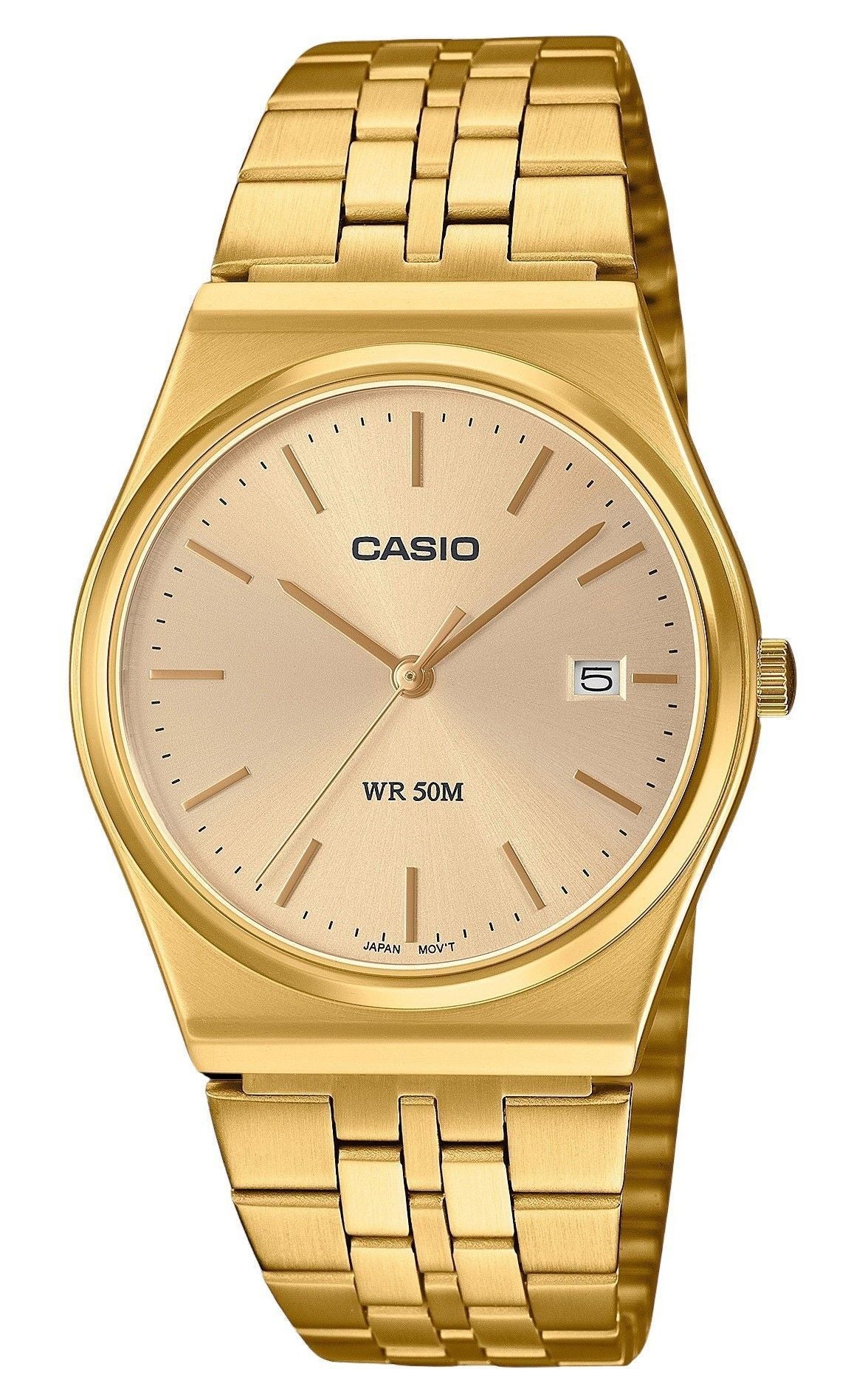 Refurbished Casio Standard Analog Gold Tone Stainless Steel Gold Dial Quartz MTP-B145G-9AV Unisex Watch