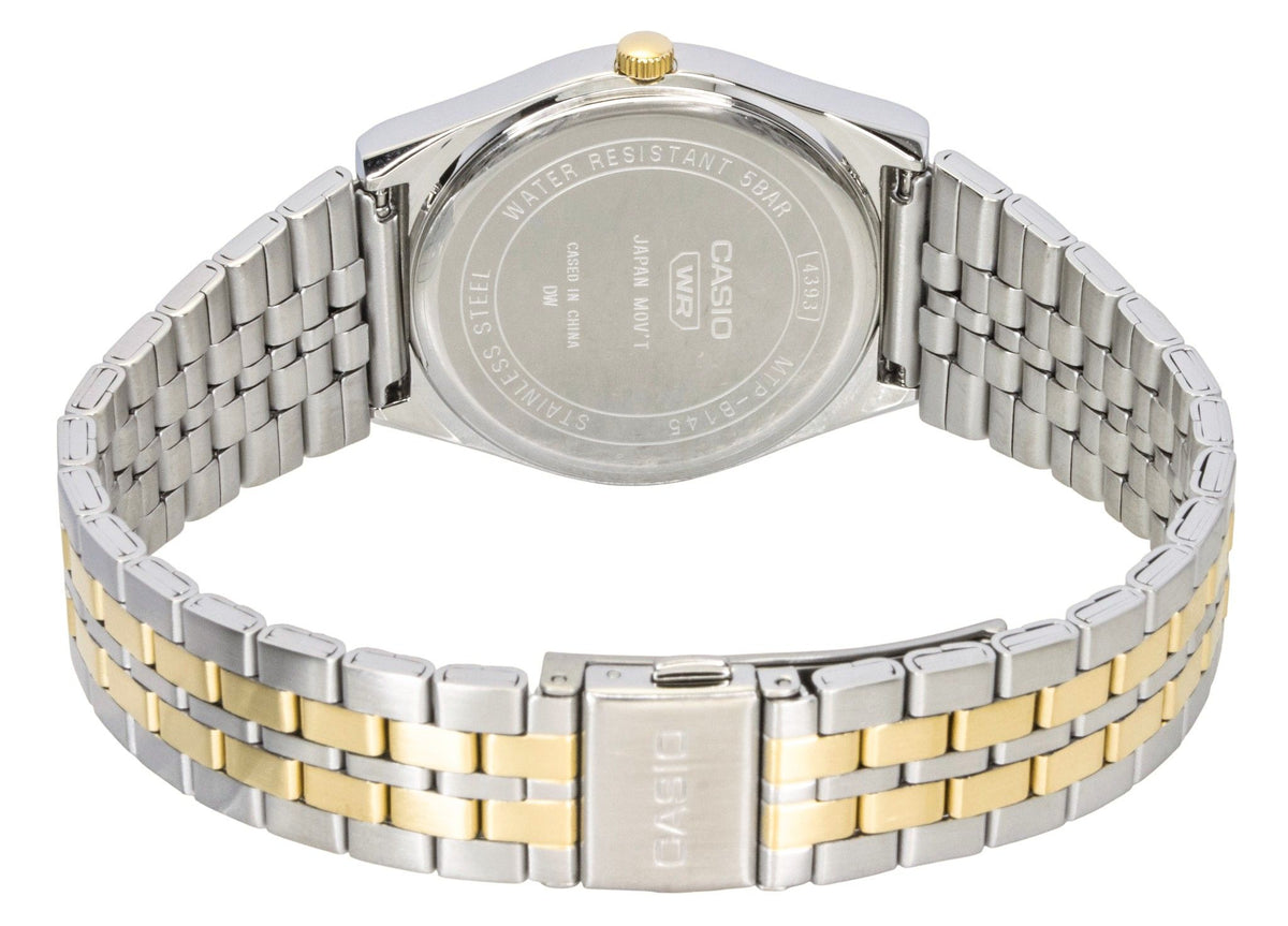 Casio Analog Two Tone Stainless Steel Black Dial Quartz MTP-B145SG-1AV Men's Watch