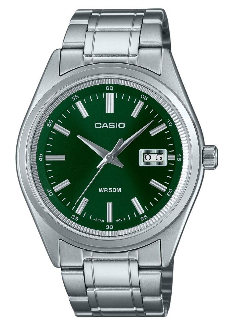 Refurbished Casio Standard Analog Stainless Steel Green Dial Quartz MTP-B180D-3AV Men's Watch