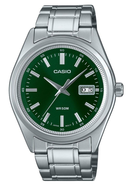 Refurbished Casio Standard Analog Stainless Steel Green Dial Quartz MTP-B180D-3AV Men's Watch