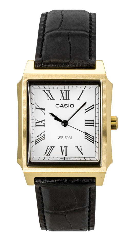 Casio Standard Analog Leather Strap White Dial Quartz MTP-B190GL-7BV Men's Watch