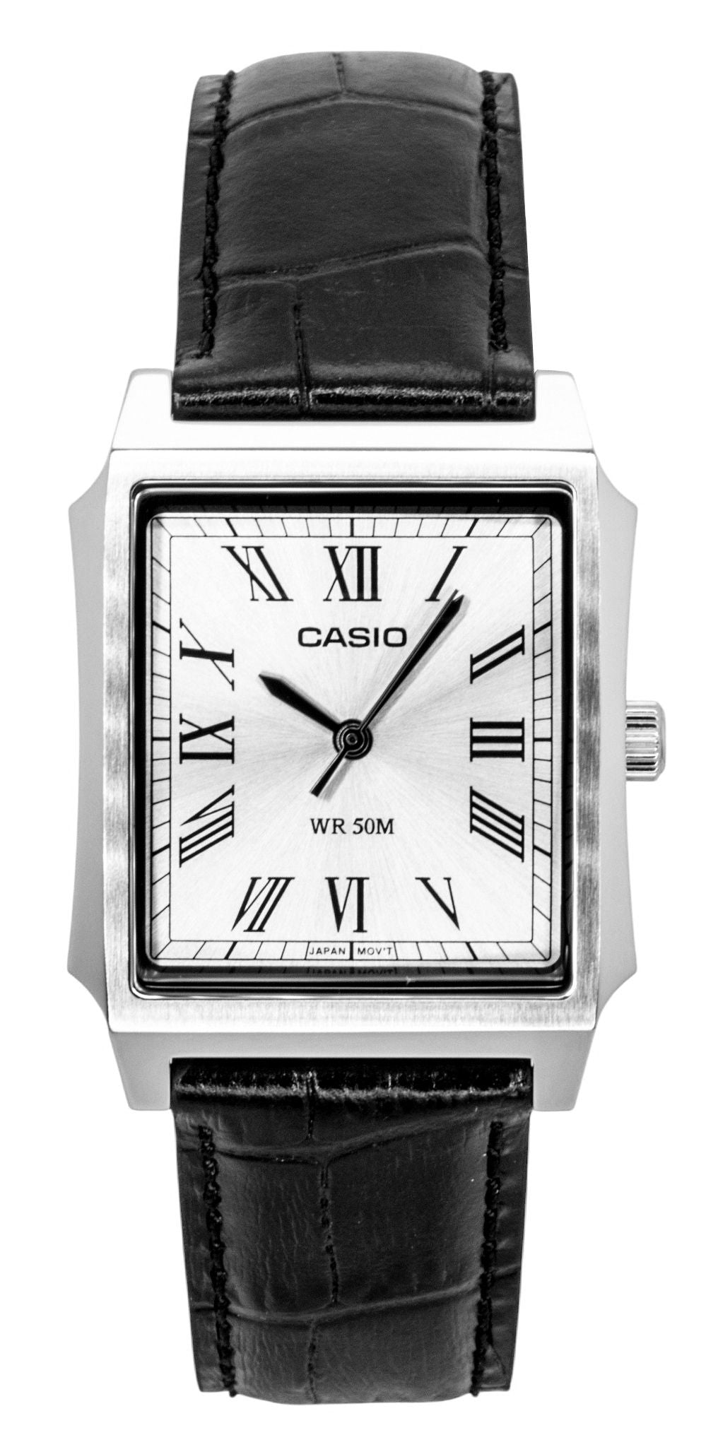 Casio Analog Leather Strap Silver Dial Quartz MTP-B190L-7BV Men's Watch