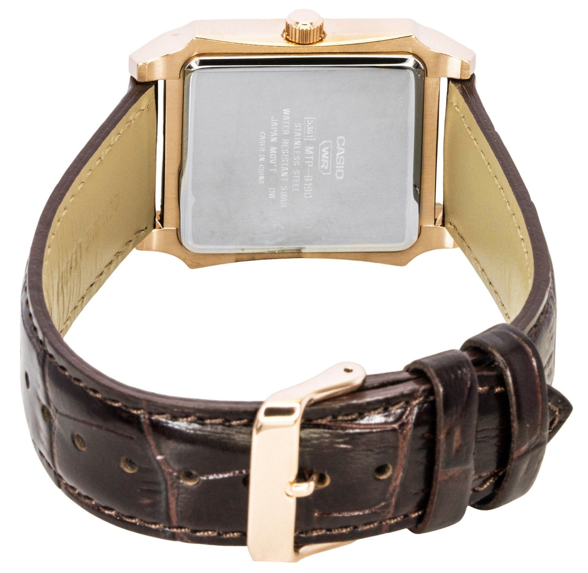 Casio Analog Leather Strap Gold Dial Quartz MTP-B190RGL-9BV Men's Watch