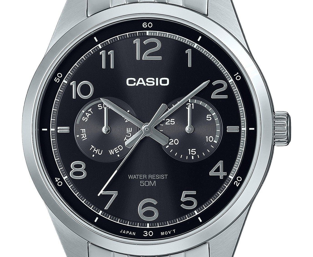 Casio Standard Analog Stainless Steel Black Dial Quartz MTP-E340D-1AV Men's Watch