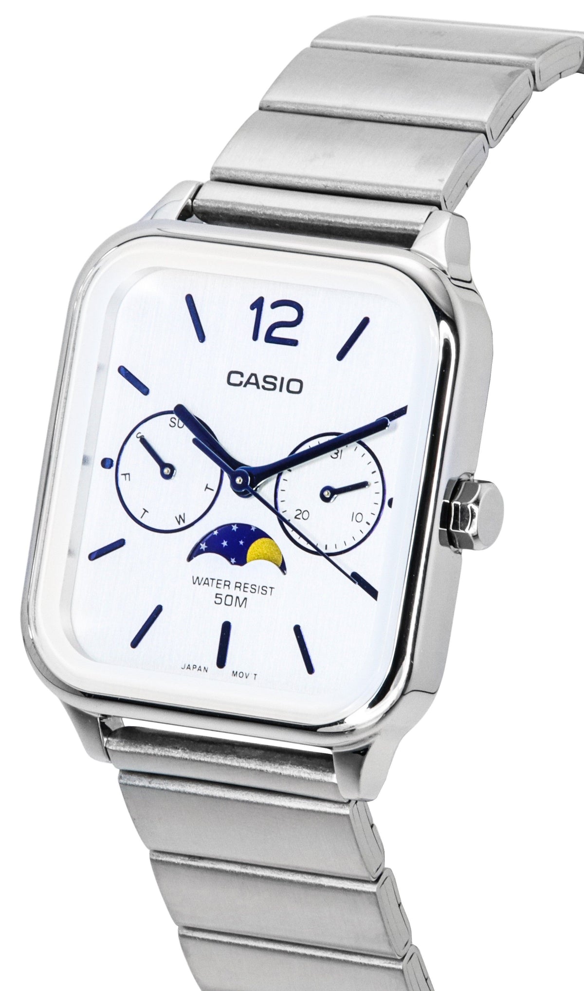 Casio Standard Analog Moon Phase Silver Dial Quartz MTP-M305D-7A Men's Watch