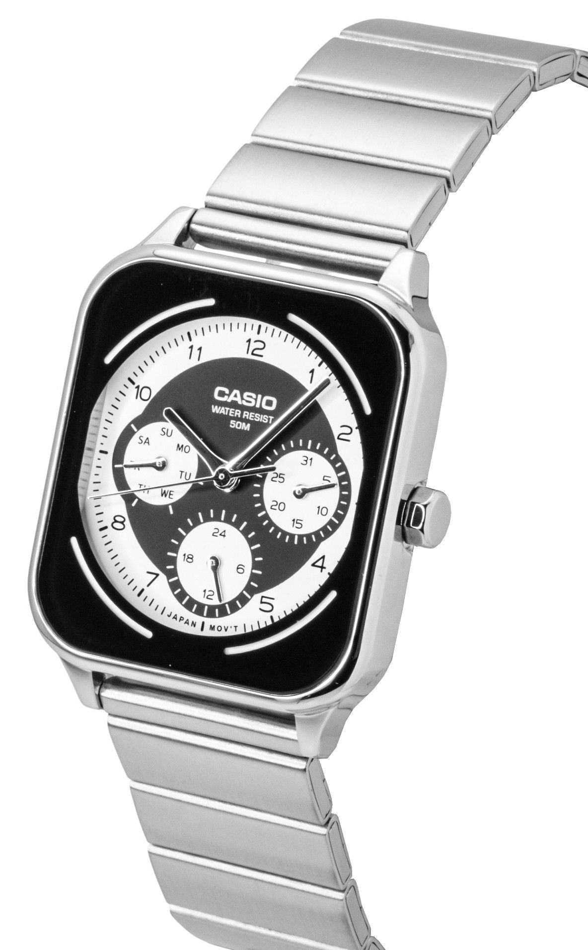 Casio Standard Analog Stainless Steel Black And White Dial Quartz MTP-M307D-1BV Men's Watch