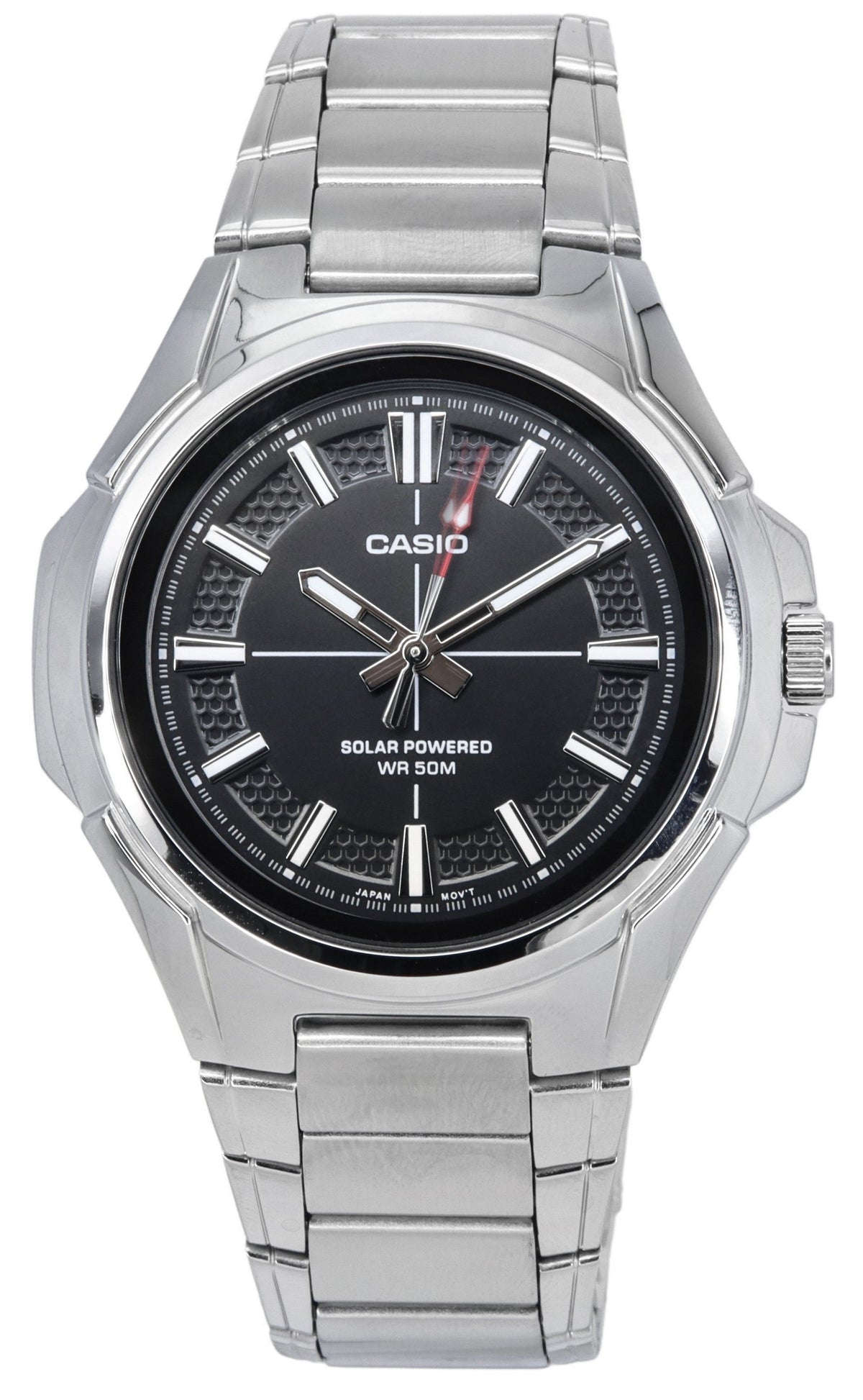 Refurbished Casio Standard Analog Stainless Steel Black Dial Solar Powered MTP-RS100D-1A Men's Watch