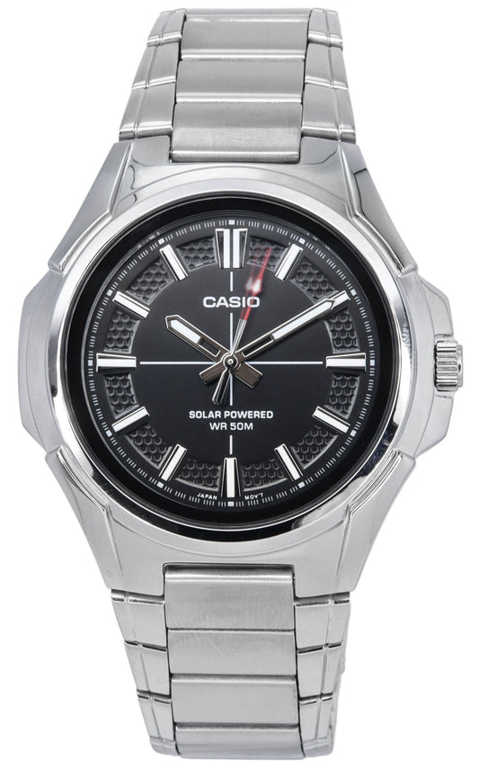 Refurbished Casio Standard Analog Stainless Steel Black Dial Solar Powered MTP-RS100D-1A Men's Watch