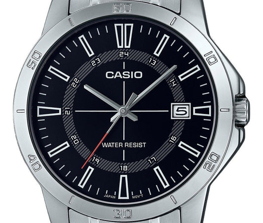 Casio Standard Analog Stainless Steel Black Dial Quartz MTP-V004D-1C Men's Watch