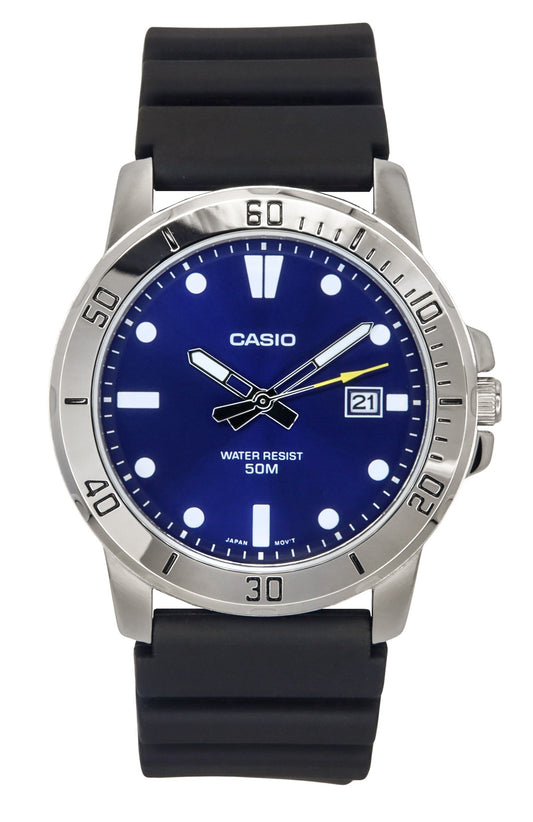 Casio Standard Analog Resin Strap Blue Dial Quartz MTP-VD01-2E Men's Watch