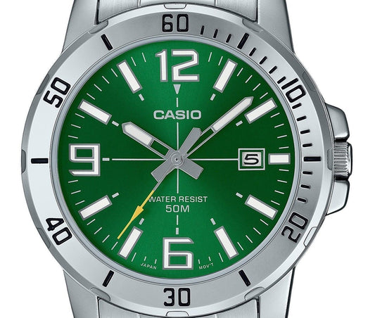 Casio Standard Analog Stainless Steel Green Dial Quartz MTP-VD01D-3BV Men's Watch