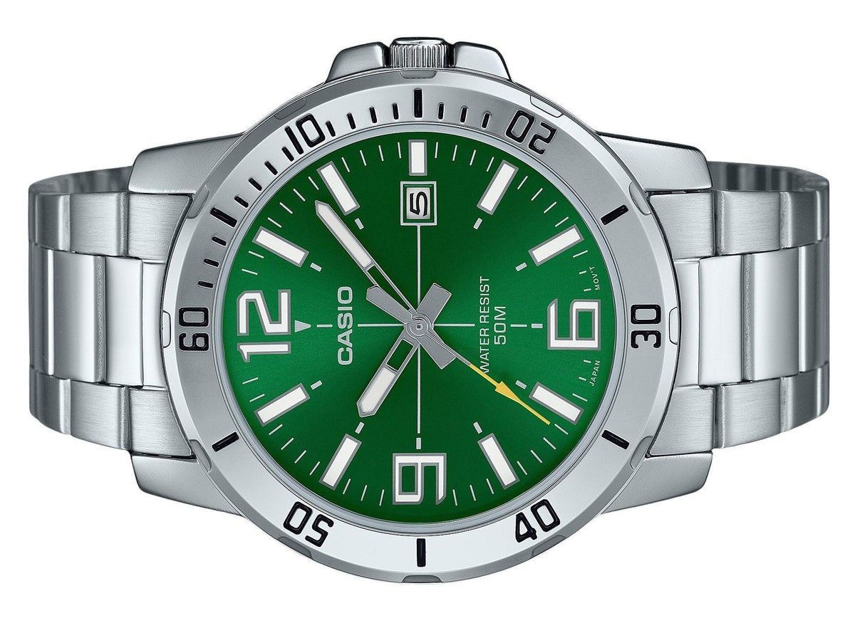 Casio Standard Analog Stainless Steel Green Dial Quartz MTP-VD01D-3BV Men's Watch