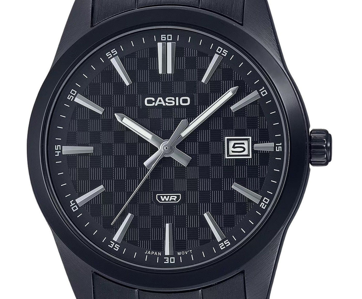 Casio Standard Analog Black Ion Plated Stainless Steel Black Dial Quartz MTP-VD03B-1A Men's Watch