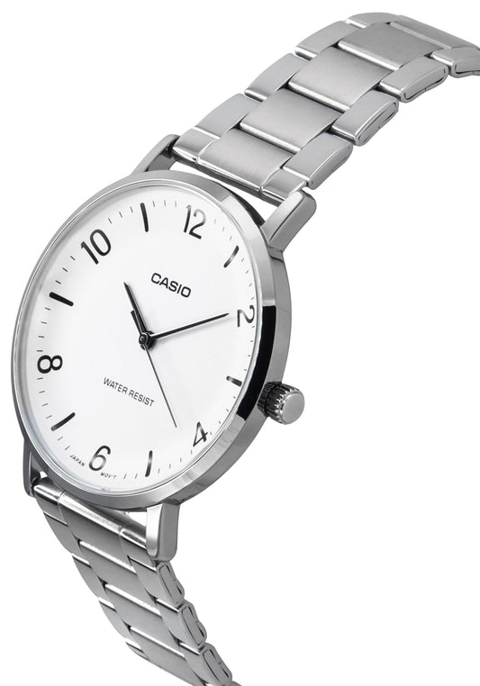 Casio Standard Analog Stainless Steel White Dial Quartz MTP-VT03D-7B Men's Watch