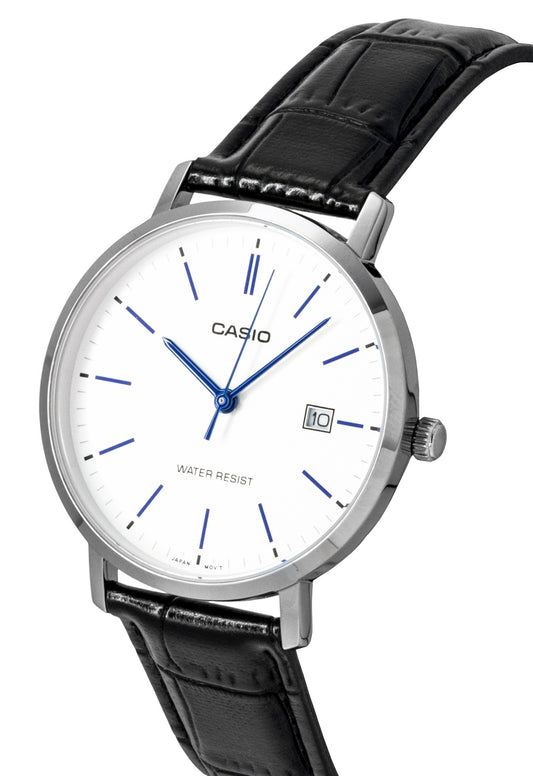 Casio Analog Leather Strap White Dial Quartz MTP-VT05L-7E Men's Watch