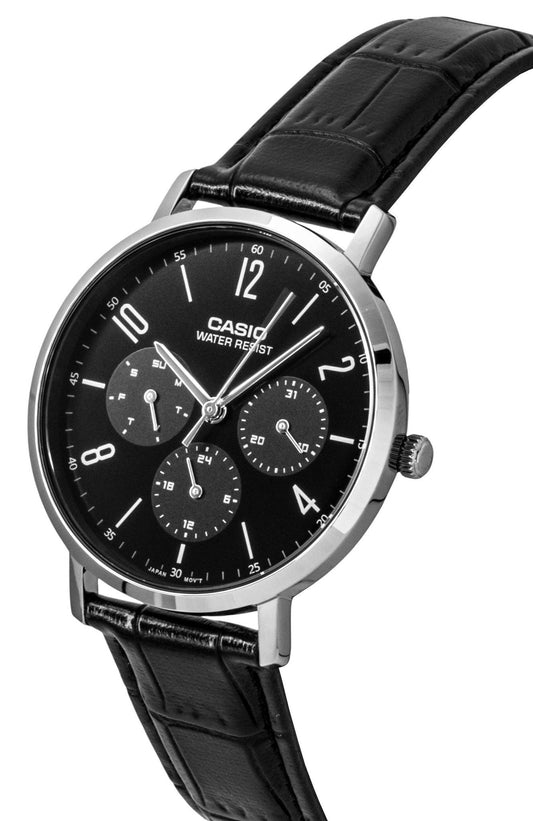 Casio Analog Leather Strap Black Dial Quartz MTP-VT06L-1B Men's Watch