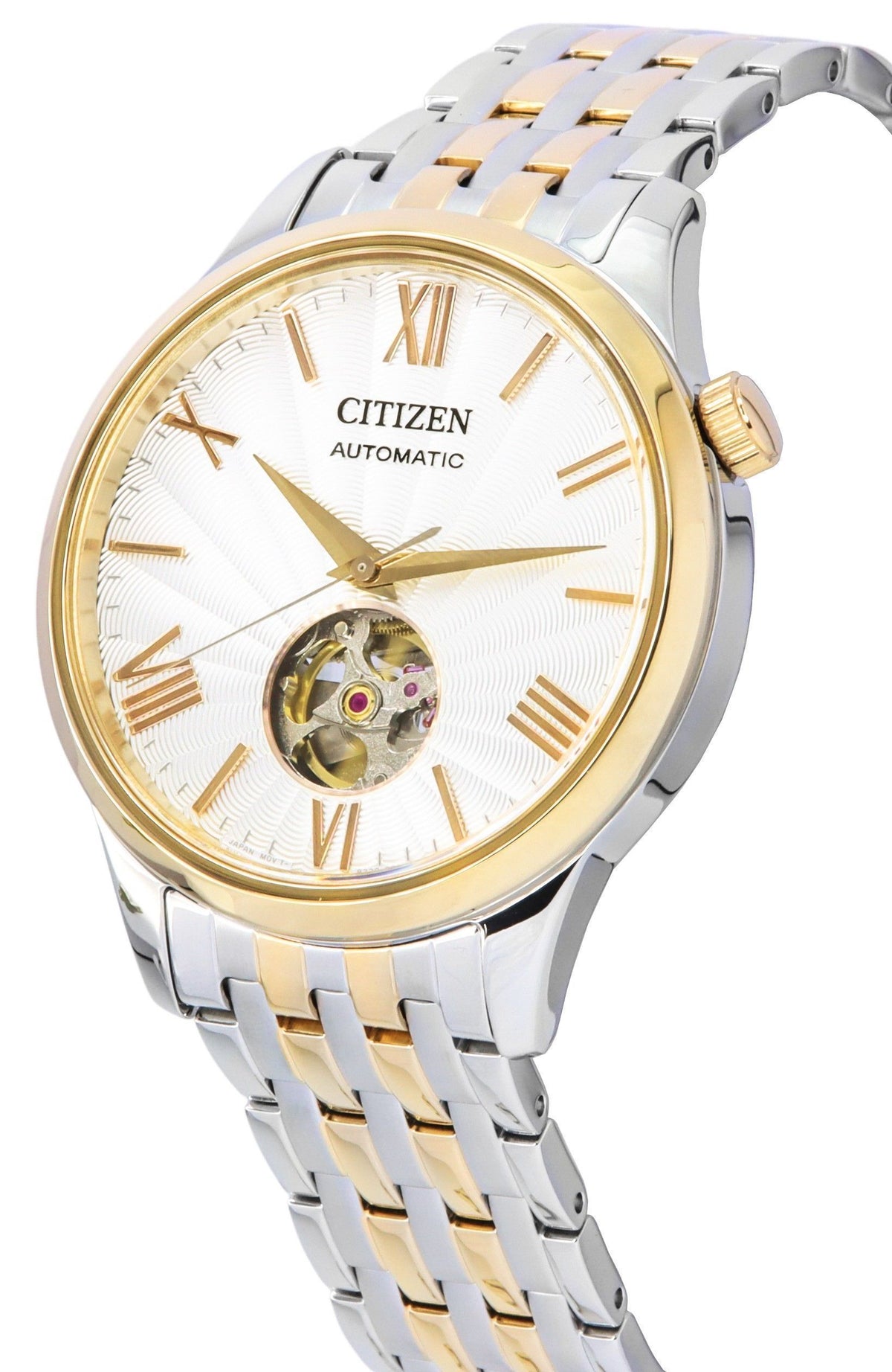 Citizen Two Tone Stainless Steel Open Heart White Dial Automatic NH9136-88A Men's Watch