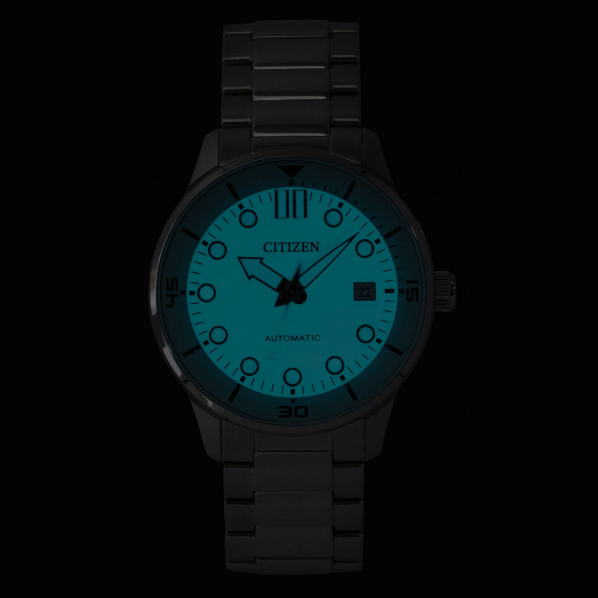 Citizen Analog Stainless Steel Turquoise Dial Automatic NJ0191-83M 100M Men's Watch