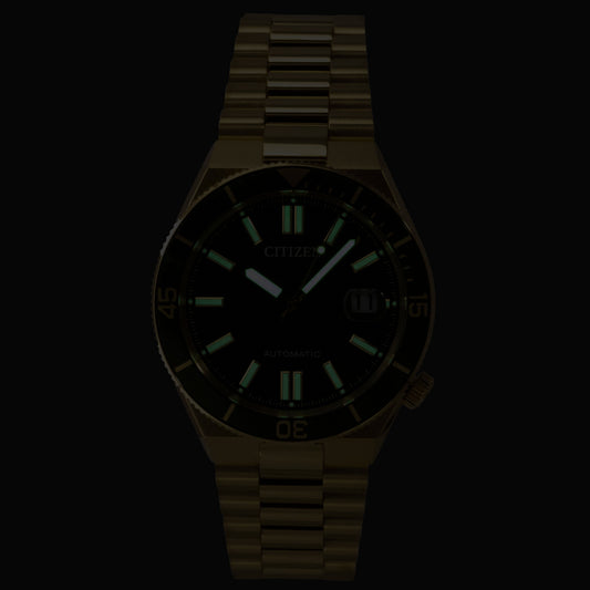 Citizen Tsuyosa Analog Gold Tone Stainless Steel Green Dial Automatic NJ0232-53X 100M Men's Watch