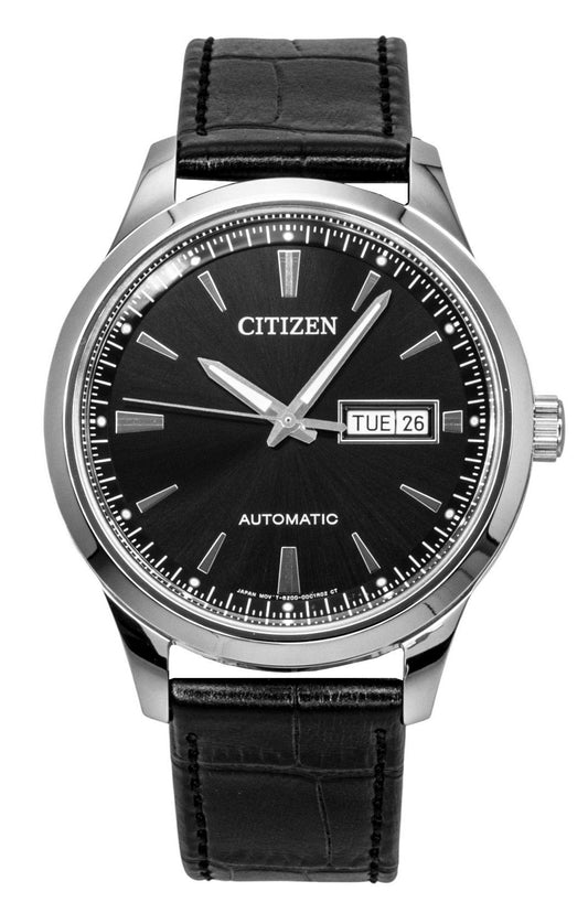 Citizen Leather Strap Black Dial Automatic NY4058-01E Men's Watch