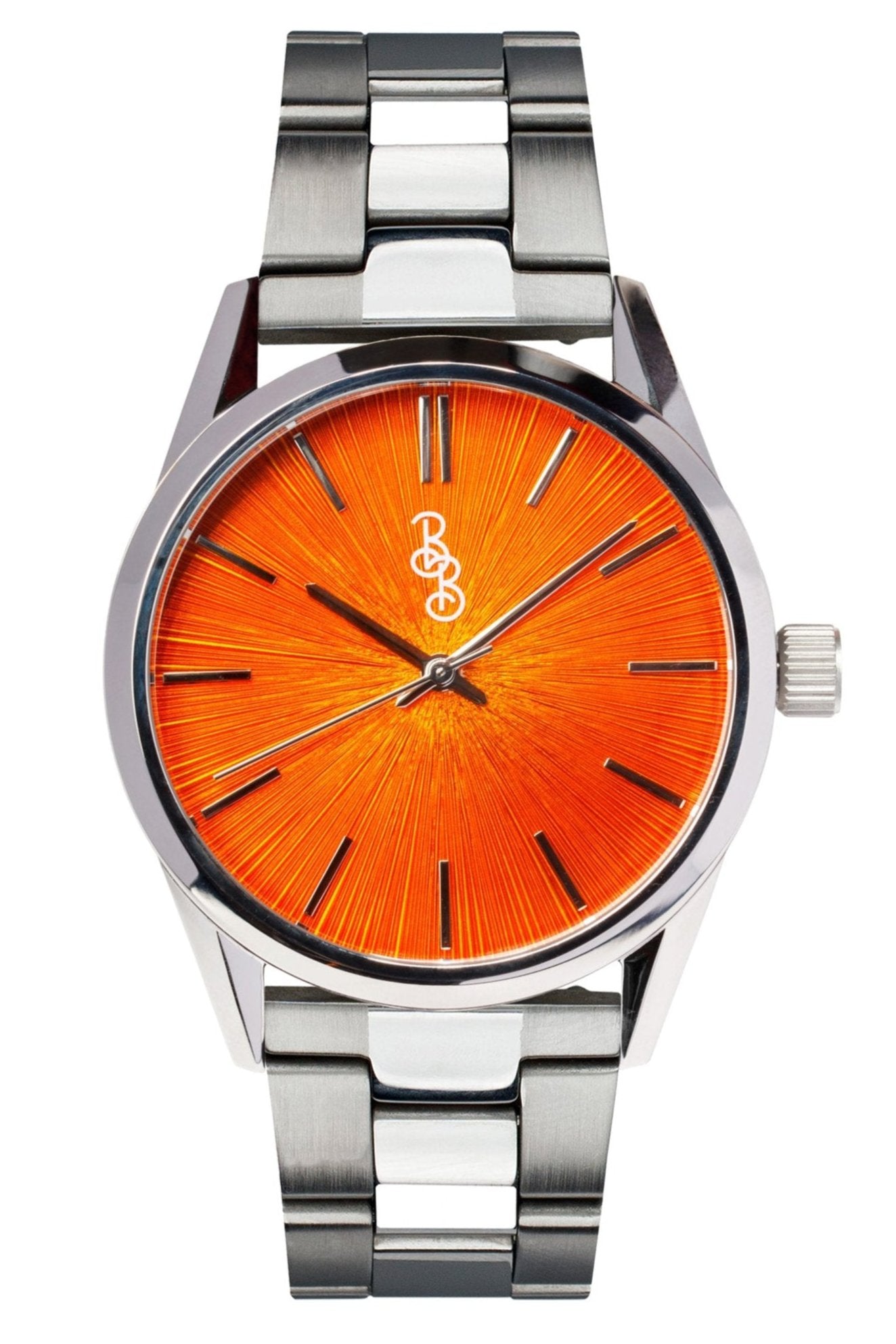 Orange Sunburst Watch Leather And Stainless Steel Straps - Veloce - The App For Watch Collectors