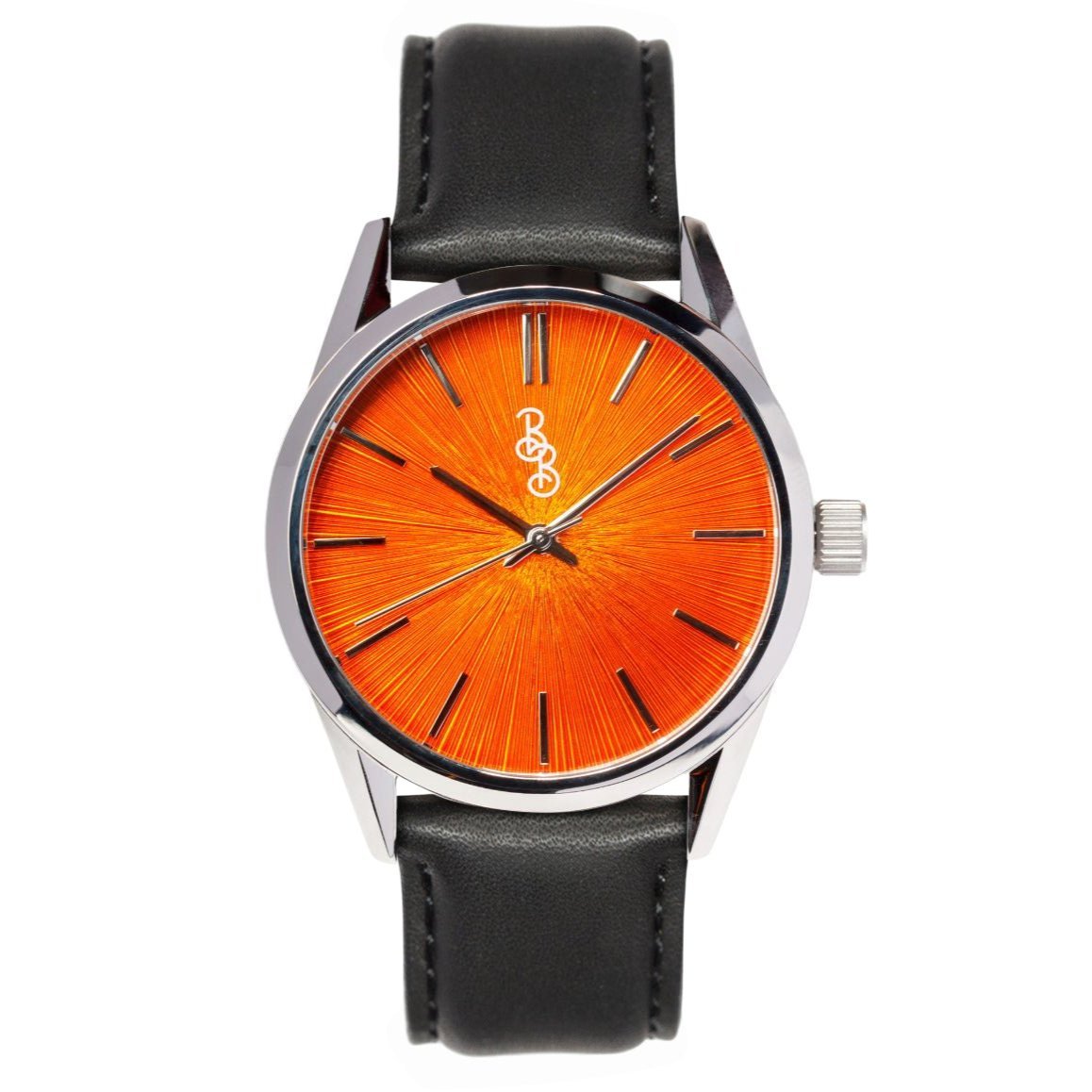 Orange Sunburst Watch Leather And Stainless Steel Straps - Veloce - The App For Watch Collectors