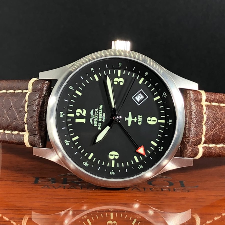 P51 Mustang Timepiece Brushed Stainless Case Brown Leather - Veloce - The App For Watch Collectors