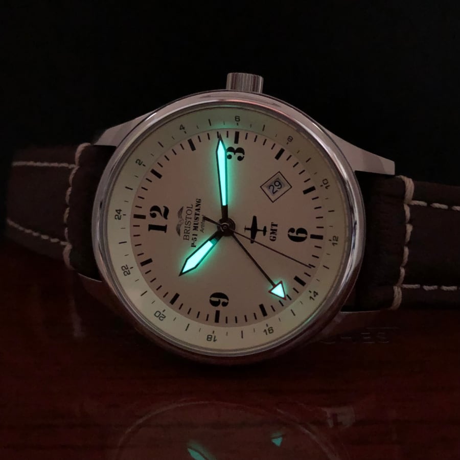 P 51 Mustang Tribute Finish Beige Dial Brown Leather Band - Veloce - The App For Watch Collectors