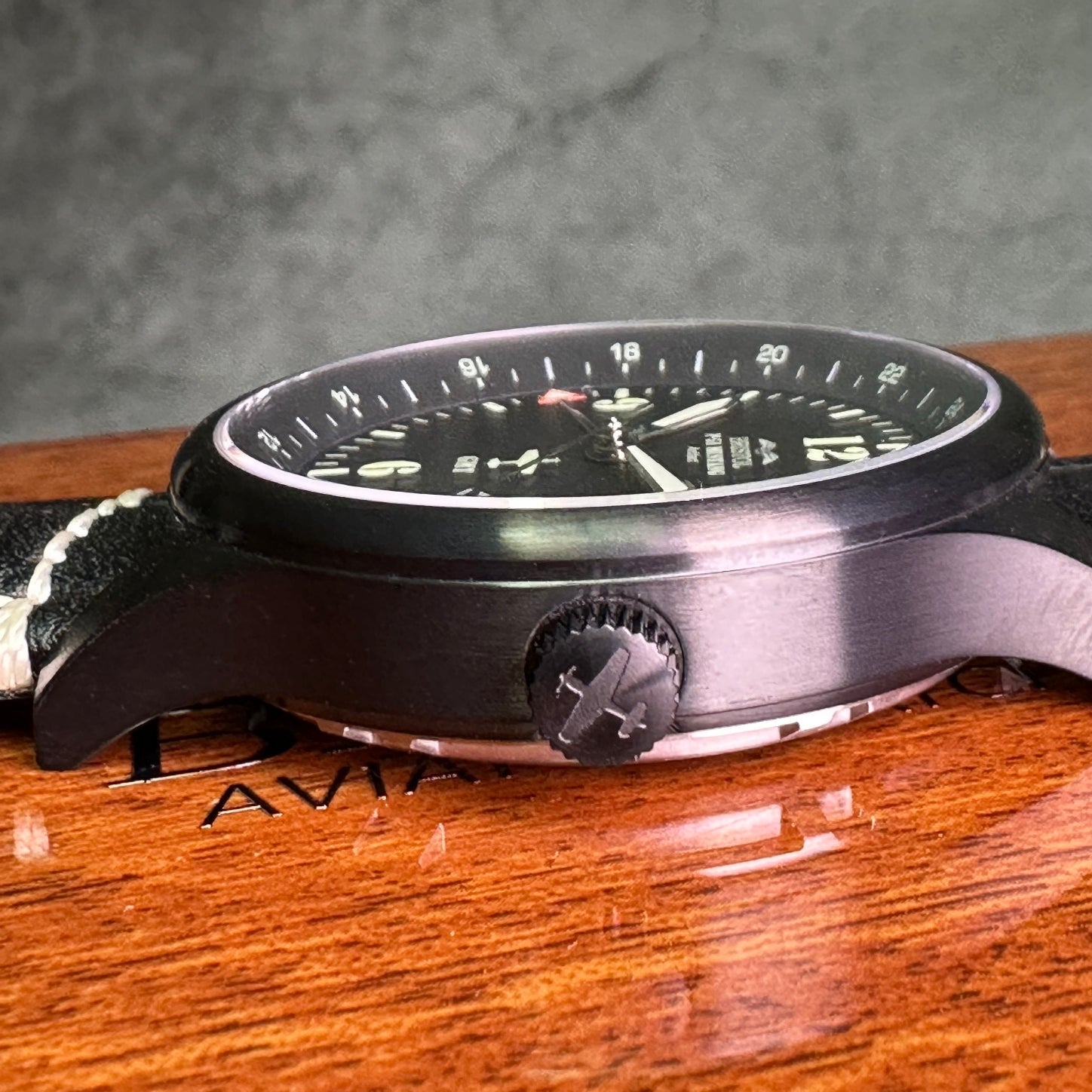 P51 Mustang Tribute Watch Steel Black Leather Classic Band - Veloce - The App For Watch Collectors
